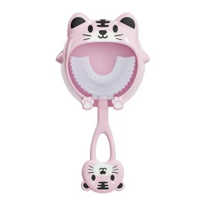 Unbranded Children U-shaped Toothbrush Kids Silicone Teeth Brush 360 Degree Thorough Cleansing Baby Oral Care Pink
