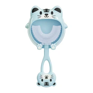 Unbranded Children U-shaped Toothbrush Kids Silicone Teeth Brush 360 Degree Thorough Cleansing Baby Oral Care Blue