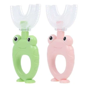 HSKMALL 10.5X5.3x2cm Assorted Color Toothbrushes 2pcs Silicone Kids Toothbrush Supple Tooth Brush Baby U Sha