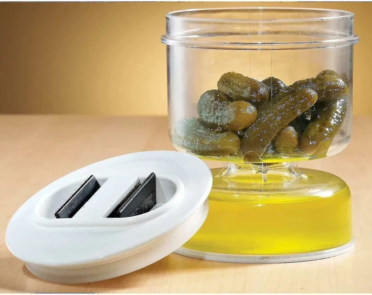 WOSAWE Hourglass Seal Pickle Pickle Olive Container, Juice Separator, Food Storage, 1 Piece, Clear Color