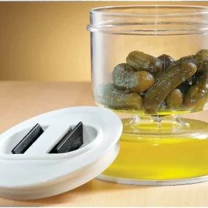 Unbranded Hourglass Seal Pickle Pickle Olive Container, Juice Separator, Food Storage, 1 Piece, Clear Color