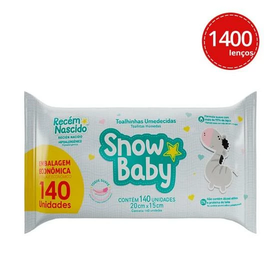 Kit Lenço Umedecido Snow Baby Recém Nascido 140 Unidades – 10 Unidades
