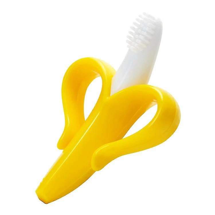 Unbranded Banana Training Teether Brush Baby Silicone Soft Bristles Toothbrush(3 Pcs, Yellow, Blue, Pink) - Image 4