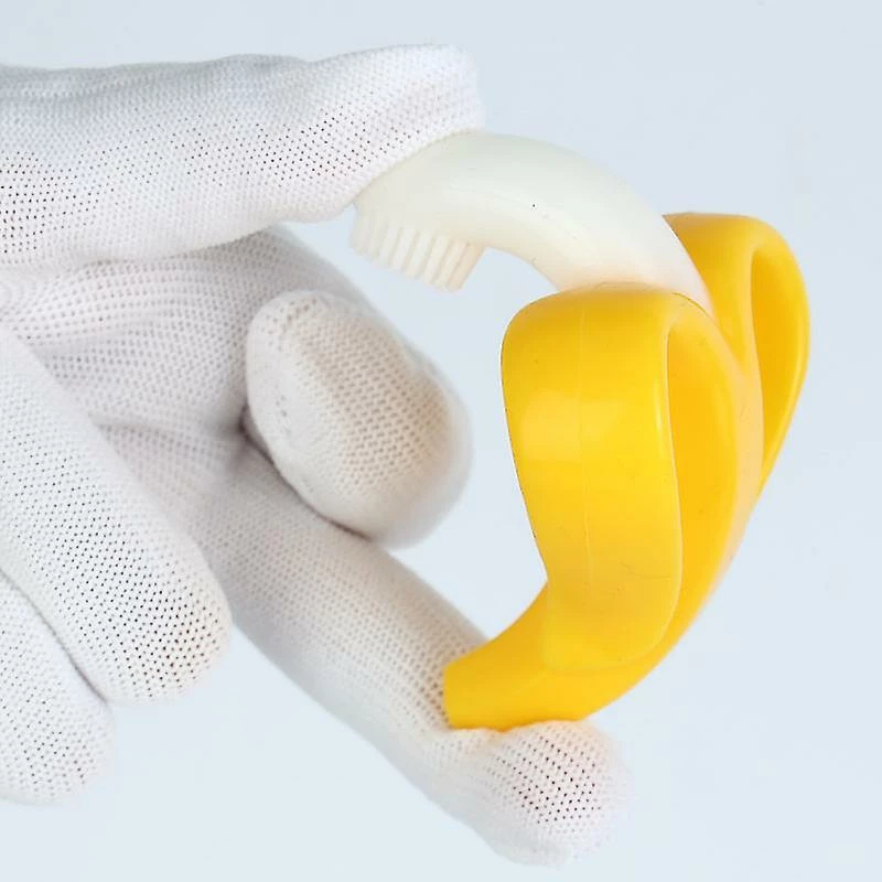 Unbranded Banana Training Teether Brush Baby Silicone Soft Bristles Toothbrush(3 Pcs, Yellow, Blue, Pink) - Image 5