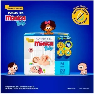 Fralda Turma Da Mônica Baby Tam. M 4 A 9kg – 28 Unidades