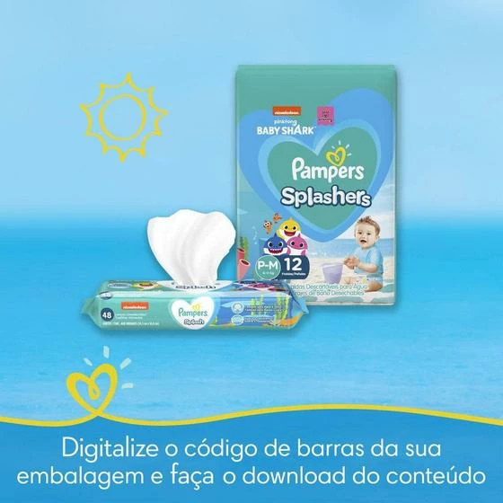 Pampers® Kit 24 Fraldas Pampers Para Água Splashers Baby Shark P-M - Image 3