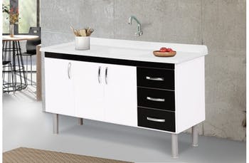 Armário Balcão de Cozinha para Pias de 150cm Tóquio Preto – Rorato - Image 3