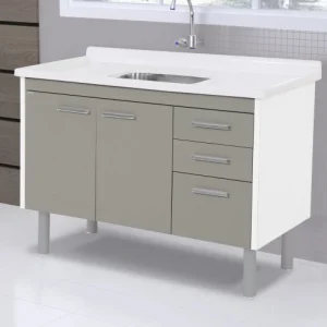 Armário Balcão de Pia Valenza 116.2cm 2 Portas e 3 Gavetas Gianduia – Rorato