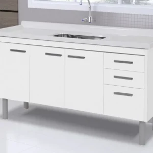 Armario Balcão para Pia Valenza 154.2cm Textura Branco – Rorato
