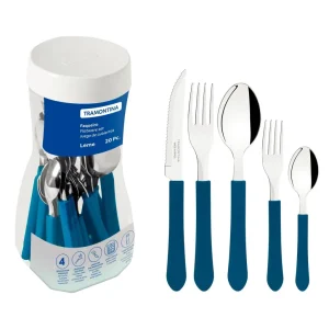 Jogo de Talheres com Lâminas em Aço Inox Leme Azul com 20 Peças – Tramontina