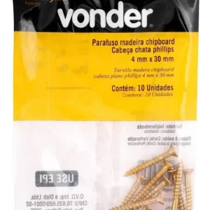 Parafuso para Madeira Chipboard Phillips 4,0×30mm com 10 Unidades – Vonder