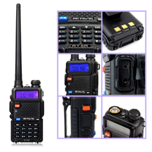 Rádio RT5R Retevis Walkie Talkie 5 watts vhf/uhf