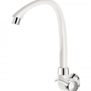 Torneira para Cozinha de Parede Bica Alta Móvel 1/4 de Volta Linea Plástico Branco Cromo – Tigre
